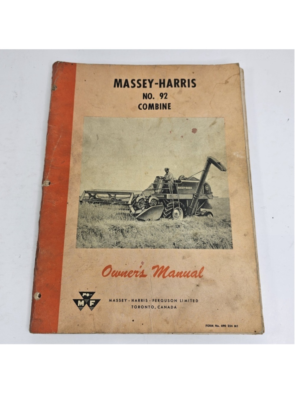 Vintage Massey-Harris No. 92 Combine Owner’s Manual Massey-Harris-Ferguson...